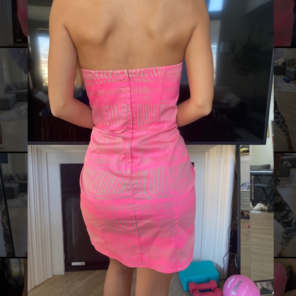 H&M- Sexy Pink strapless dress so pretty for spring and summer zips up the back! - Picture 2 of 9